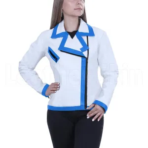 Women White Genuine Handmade Brando Leather Jacket