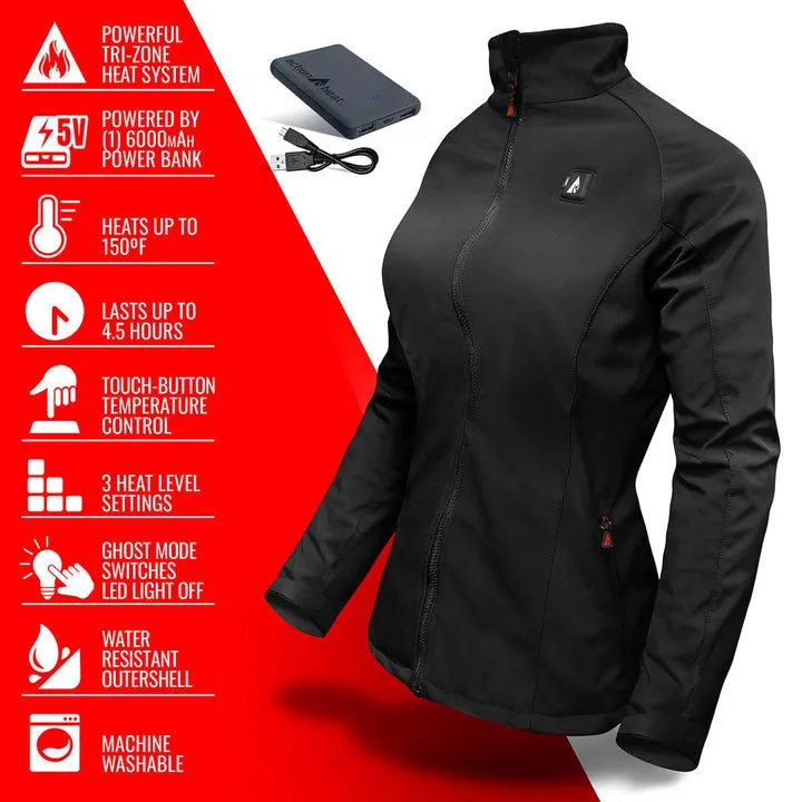 Women's 5V Battery Heated Softshell Jacket - Black